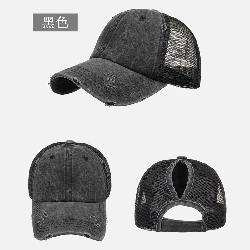Wholesale Washed distressed ponytail baseball cap